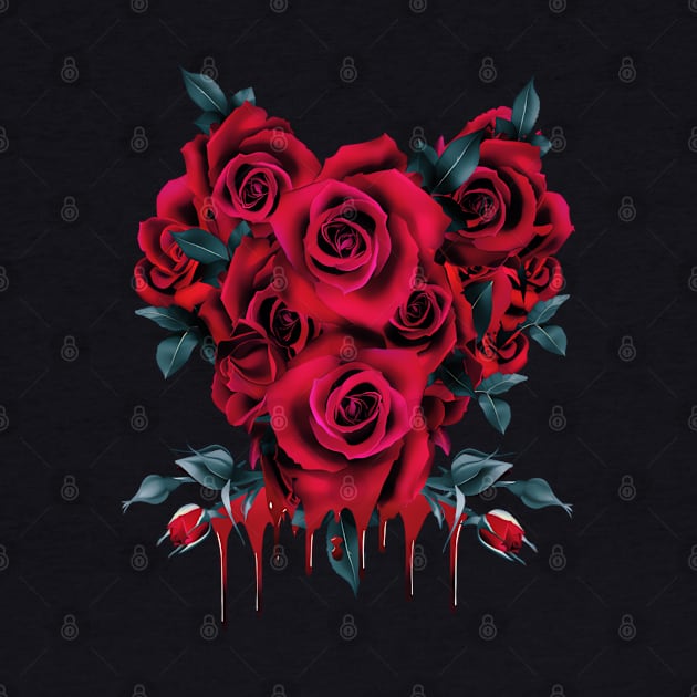 Soft Grunge Aesthetic Bleeding - Red Roses - Punk Nu Goth by The Full Moon Shop